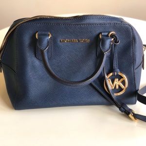MK Michael Kors Small Navy Blue Satchel Saffiano